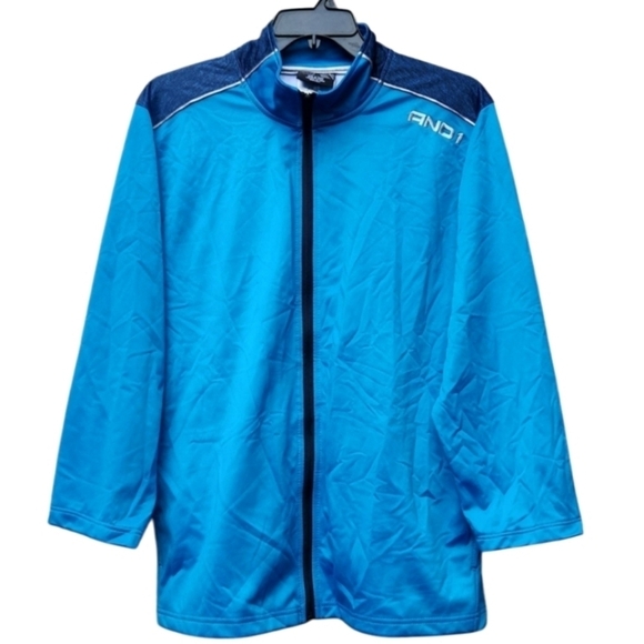 And1 jacket size Large track light athletic blue mens jacket - Picture 1 of 13